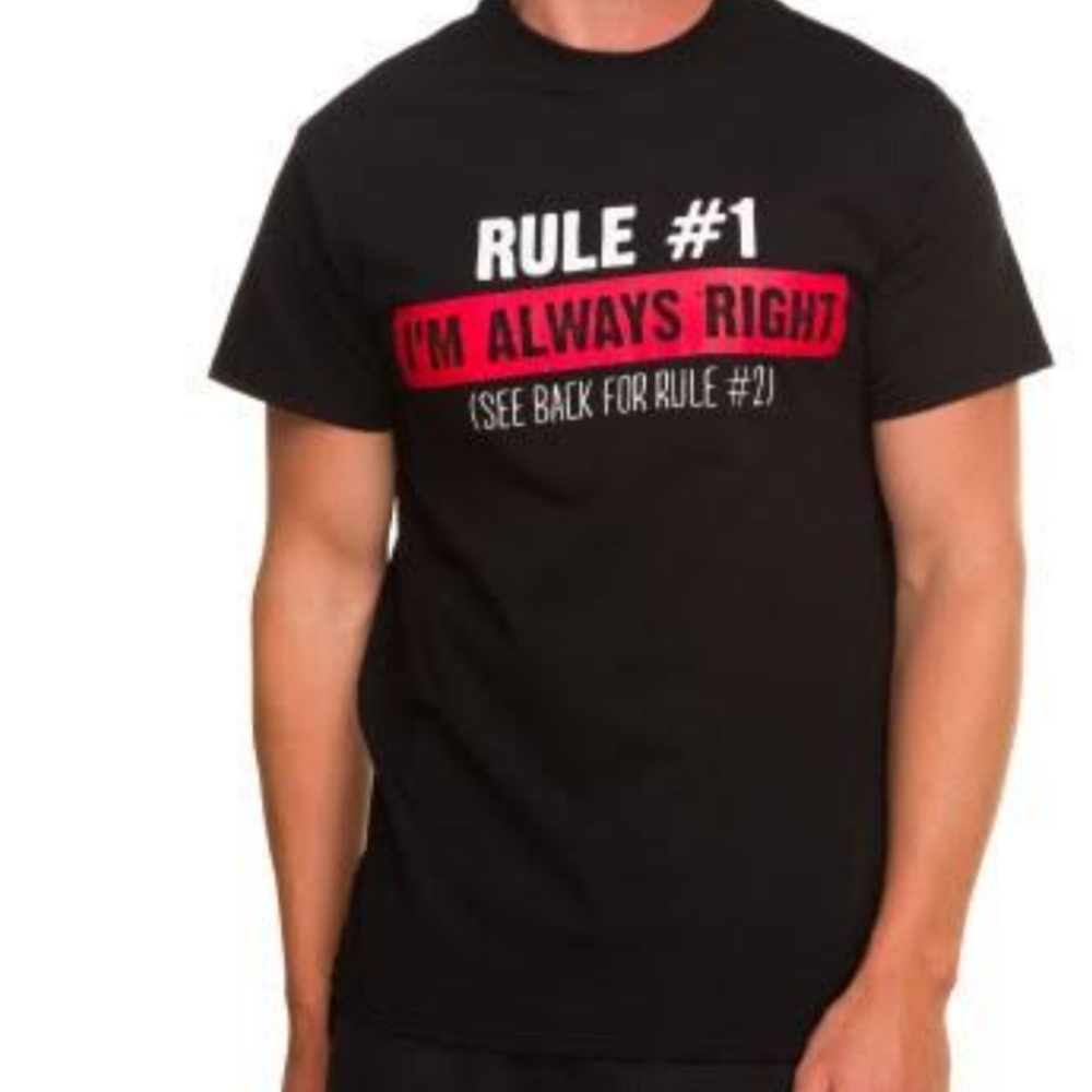 Rules Graphic T-Shirt Delta Pro Weight in black with white & red lettering 3XL